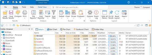 Disk space analysis software for Windows