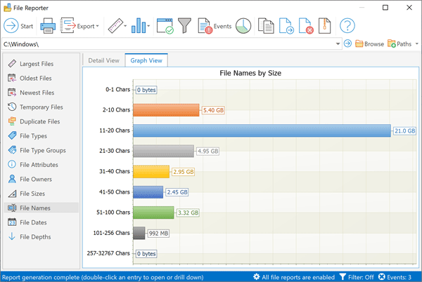 File Name Length Report : FolderSizes