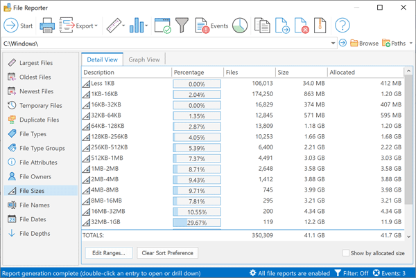 show file sizes ls