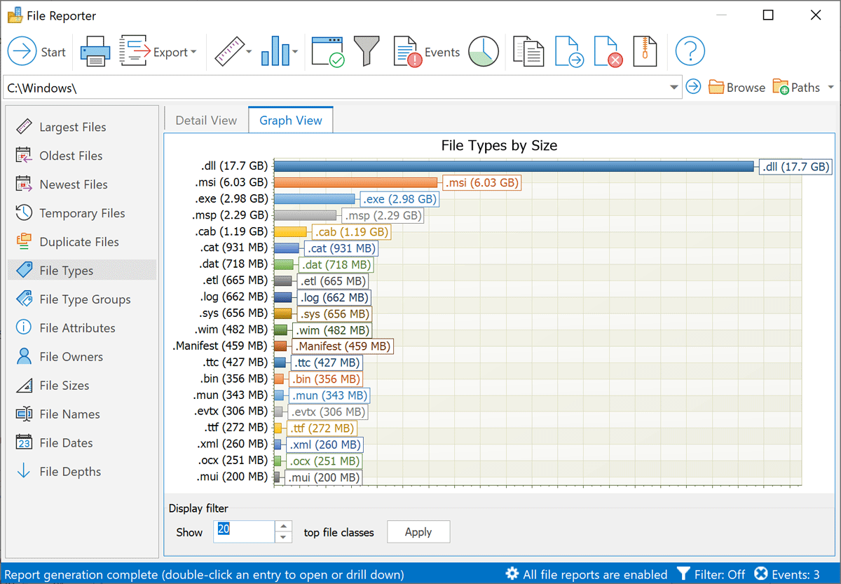 File Types Report : FolderSizes