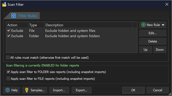 File System Scan Filtering