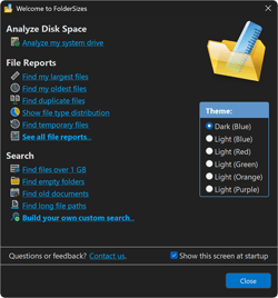 FolderSizes 10 Welcome Screen