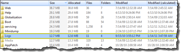 FolderSizes calculated modified folder date / time